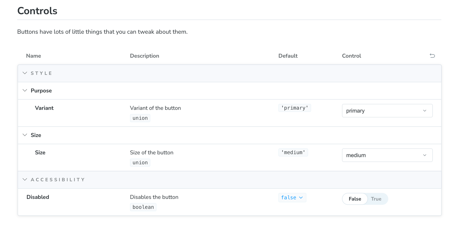 Figma controls with categories and subcategories