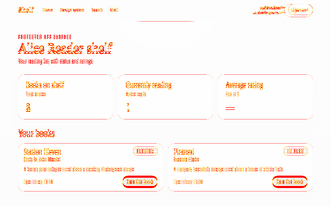 The shelf-page visual diff after widening button padding