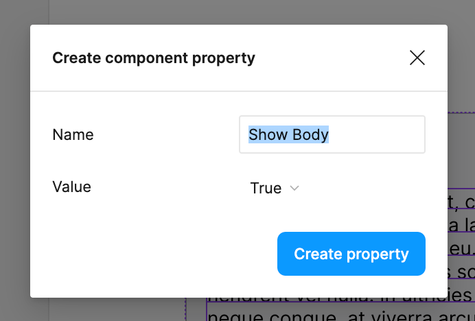 Create a boolean property for the callout body