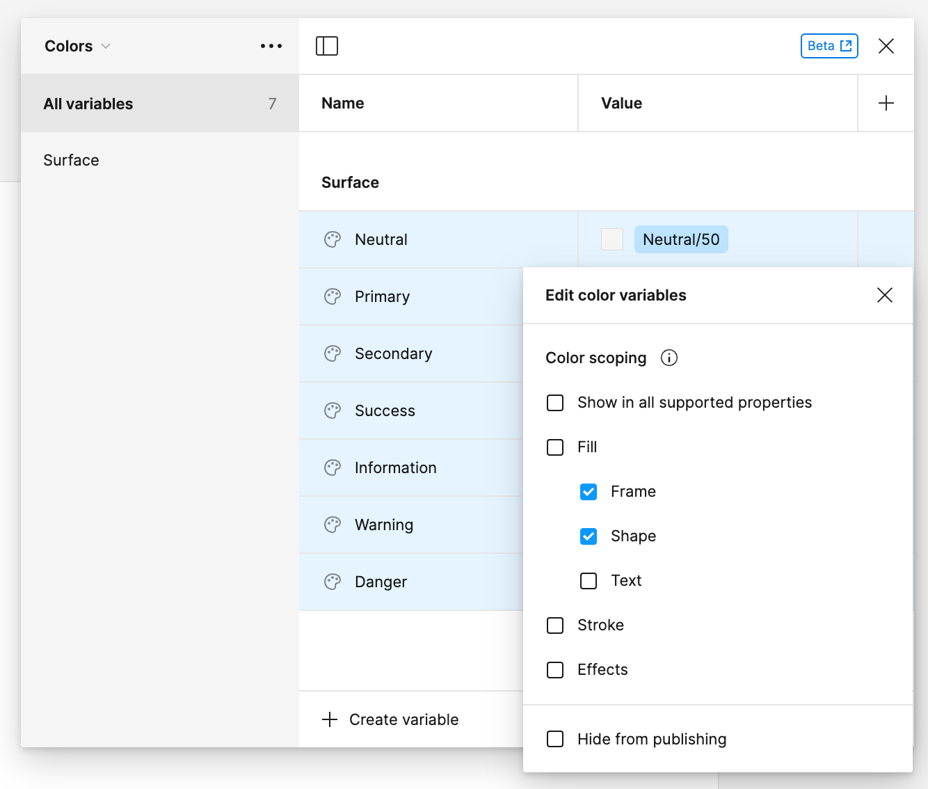 Scoping colors with Figma variables