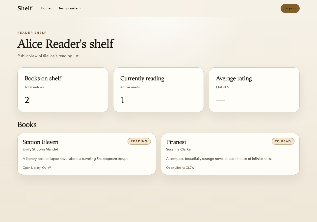 The public shelf route targeted by `verify_shelf_page`