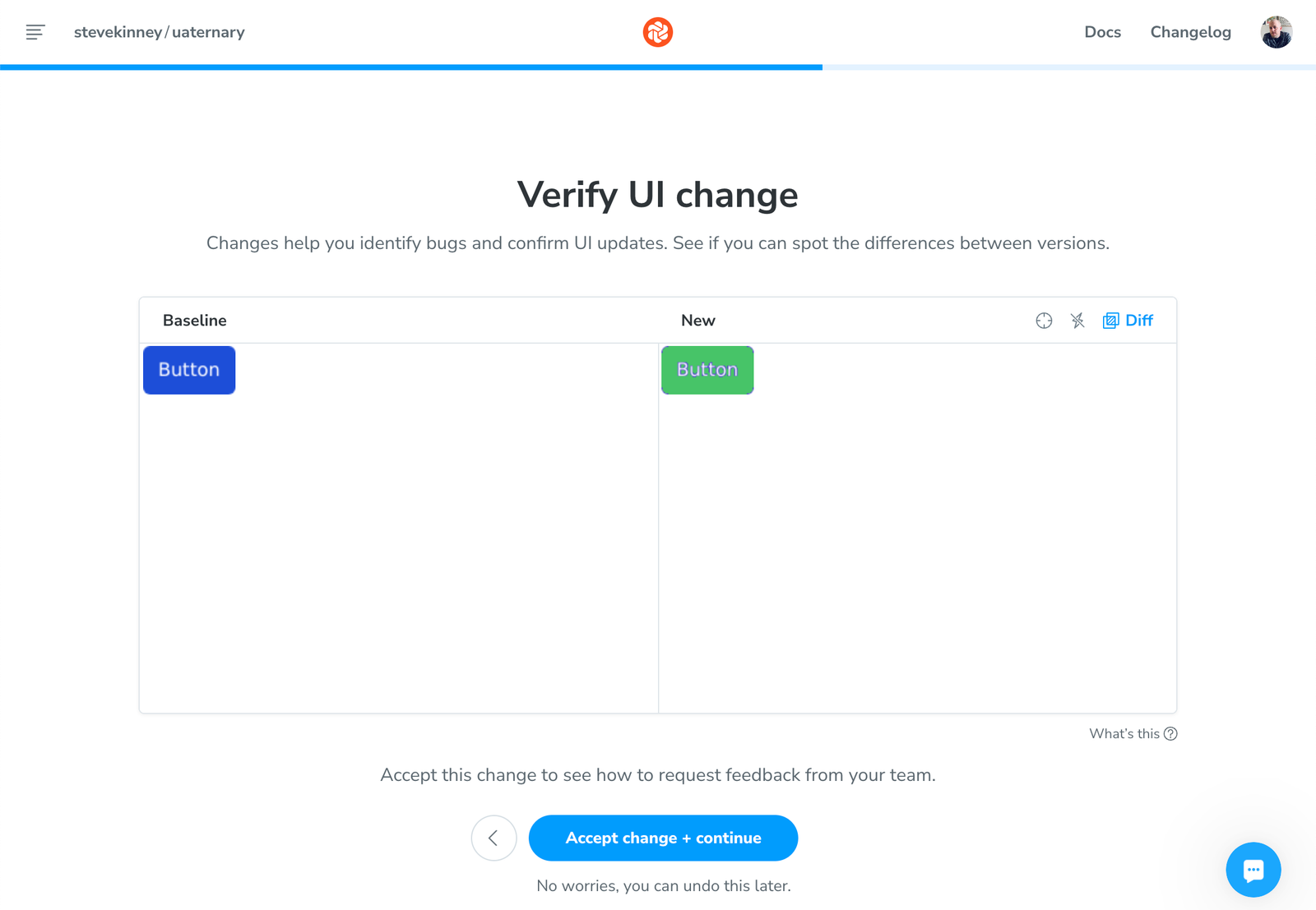 Chromatic's visual regression review interface